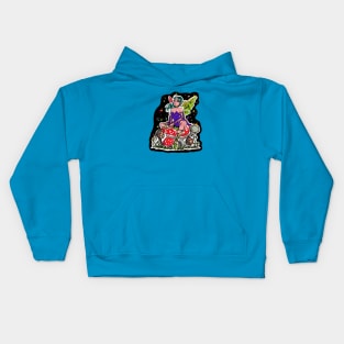 Colorful Fairy Sitting on Mushrooms Kids Hoodie